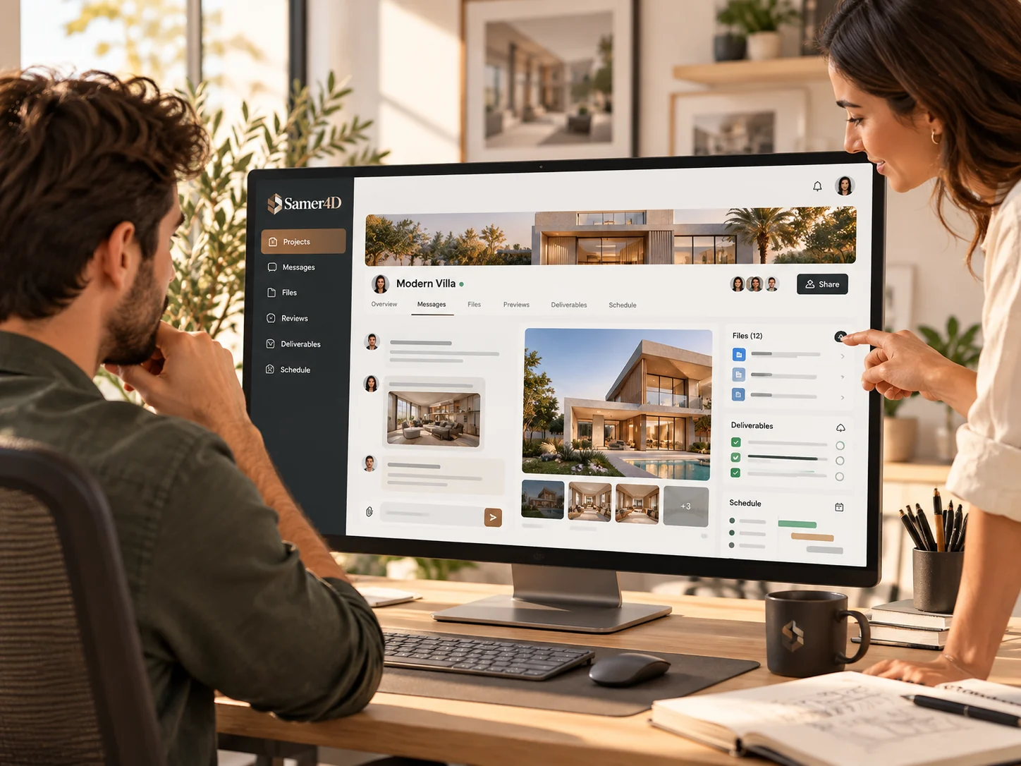Remote design collaboration around a digital project workspace