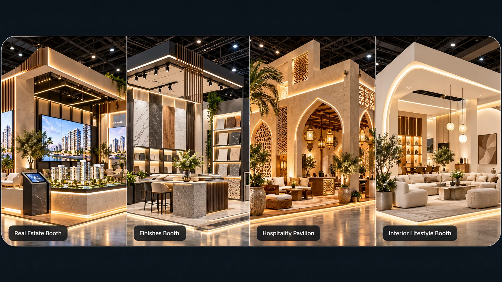 Portfolio collection image showing four exhibition booth concepts
